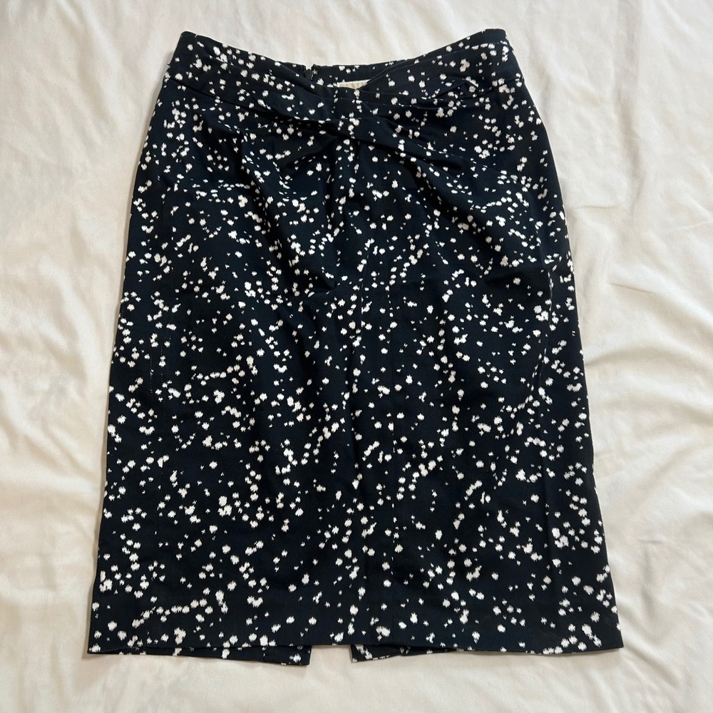 Michael‎ Michael Kors Black White Abstract Dot Tie Waist Pencil Skirt Size 2